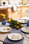 Hermia 2100002909001 Juego de Servir Pasteles Porcelana Azul Apto Microondas y Lavavajillas 4 Piezas